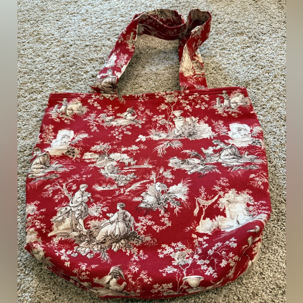 Red Toile Print Women's Tote Bag (Never Used)